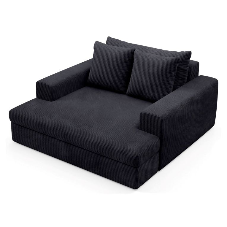 Divano Fisso 2 Posti Nero Cuscini Sfoderabili Braccioli 162x167x86h cm, Posti a Sedere 2 - Comazzo