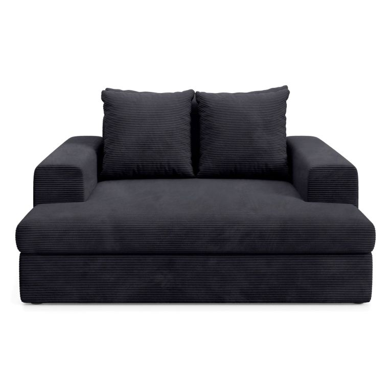 Divano Fisso 2 Posti Nero Cuscini Sfoderabili Braccioli 162x167x86h cm, Posti a Sedere 2 - Comazzo