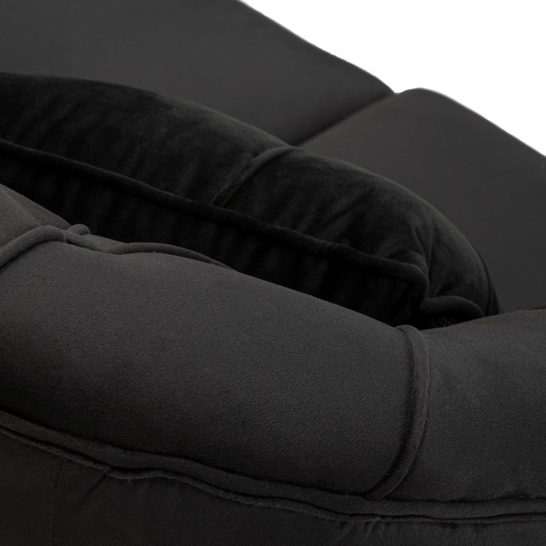 Divano Fisso 2 Posti Nero oro Effetto Velluto Trapuntato Braccioli 130x83x91h cm, Cuscini Inclusi - Diskit