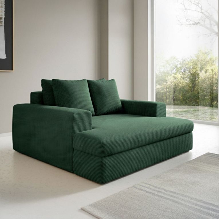 Divano Fisso 2 Posti Verde Cuscini Sfoderabili Braccioli 162x167x86h cm, Posti a Sedere 2 - Comazzo