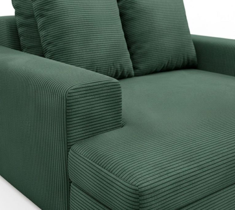 Divano Fisso 2 Posti Verde Cuscini Sfoderabili Braccioli 162x167x86h cm, Posti a Sedere 2 - Comazzo