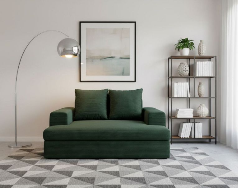 Divano Fisso 2 Posti Verde Cuscini Sfoderabili Braccioli 162x167x86h cm, Posti a Sedere 2 - Comazzo