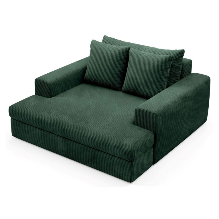 Divano Fisso 2 Posti Verde Cuscini Sfoderabili Braccioli 162x167x86h cm, Posti a Sedere 2 - Comazzo