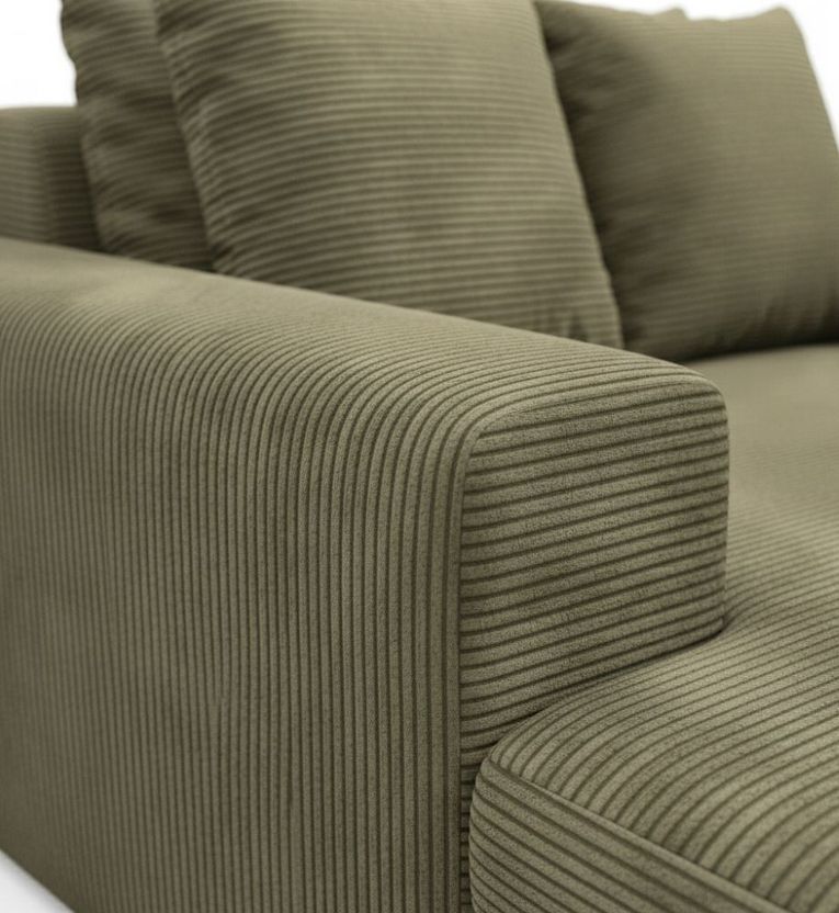 Divano Fisso 2 Posti Verde Oliva Cuscini Sfoderabili Braccioli 162x167x86h cm, Posti a Sedere 2 - Comazzo
