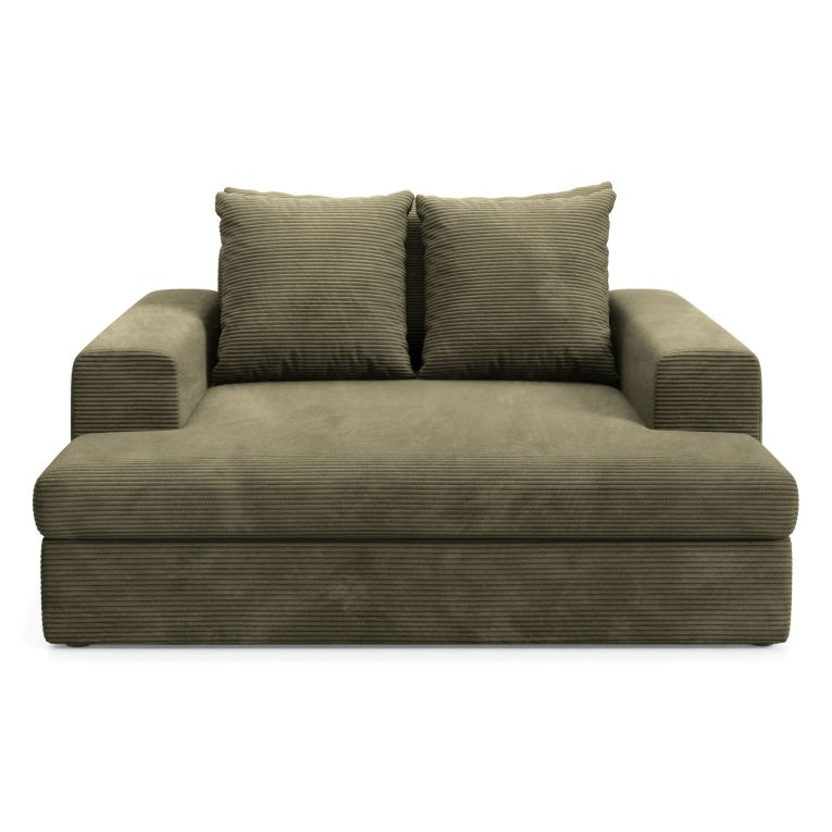 Divano Fisso 2 Posti Verde Oliva Cuscini Sfoderabili Braccioli 162x167x86h cm, Posti a Sedere 2 - Comazzo