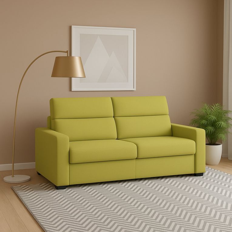 Divano Fisso 2 Posti Verde Sfoderabile Idrorepellente 200x95x100h cm, Lavabile Made in Italy - Letino