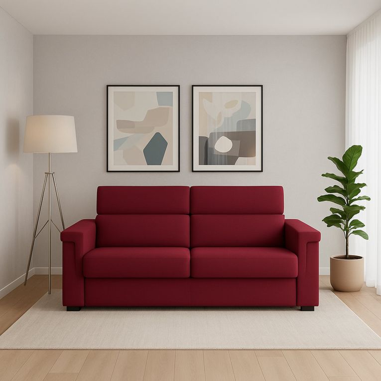 Divano fisso 3 posti Cantu, 225x95 h100 cm, Rosso