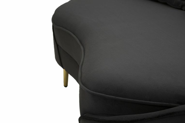 Divano fisso 3 posti Pace, Sofà dritto, Divanetto per salotto, Poltrona matrimoniale con contenitore, 185x84 h68 cm, Nero e Oro