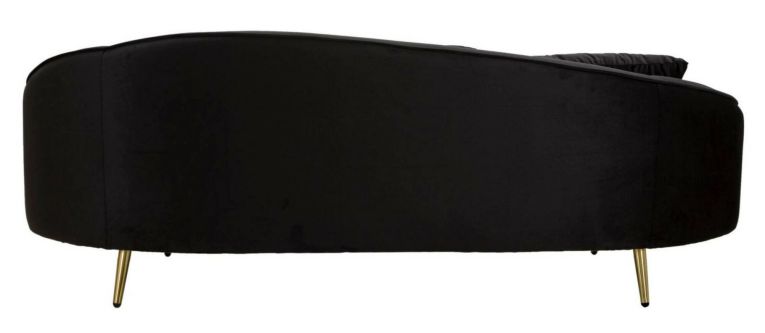 Divano fisso 3 posti Pace, Sofà dritto, Divanetto per salotto, Poltrona matrimoniale con contenitore, 185x84 h68 cm, Nero e Oro
