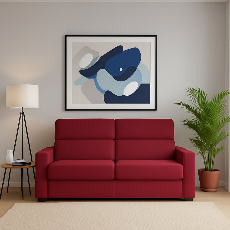 Divano Fisso 3 Posti Rosso Sfoderabile Lavabile 220x95 cm, Braccioli Made in Italy - Ozegna
