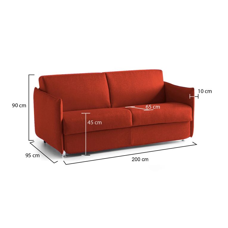 Divano fisso 3 posti Severo, 200x95 h90 cm, Arancione