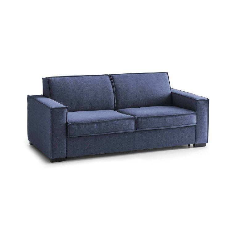 Divano fisso Adriana, Divano a 2 posti, 100% Made in Italy, Sofà Soggiorno in tessuto, con Braccioli standard, Cm 180x95h90, Blu