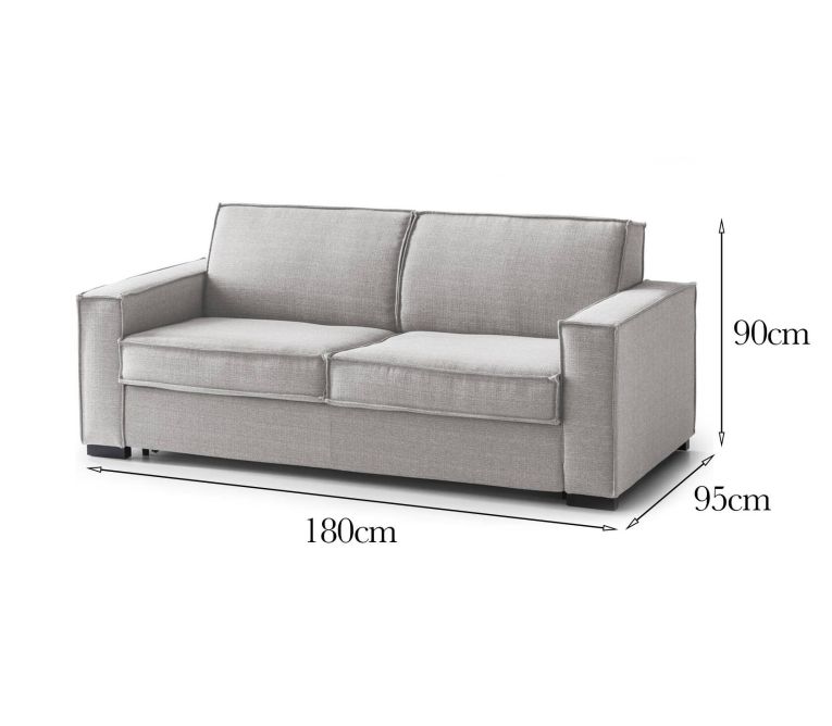 Divano fisso Adriana, Divano a 2 posti, 100% Made in Italy, Sofà Soggiorno in tessuto, con Braccioli standard, Cm 180x95h90, Grigio
