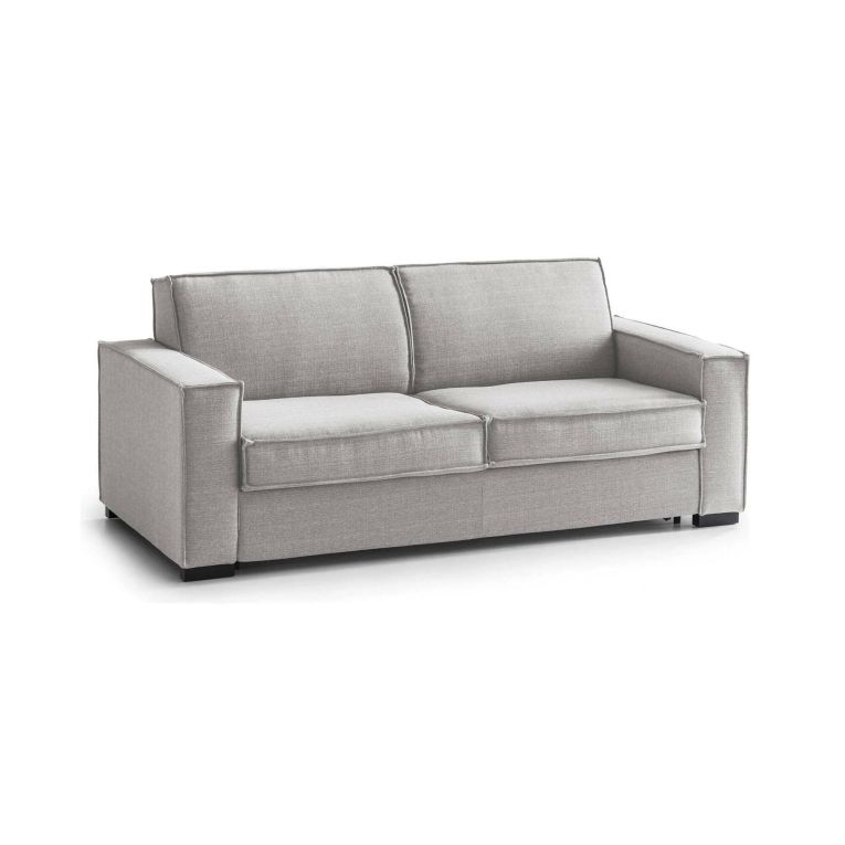 Divano fisso Alba, Divano a 3 posti, 100% Made in Italy, Sofà Soggiorno in tessuto, con Braccioli slim, Cm 200x95h90, Grigio