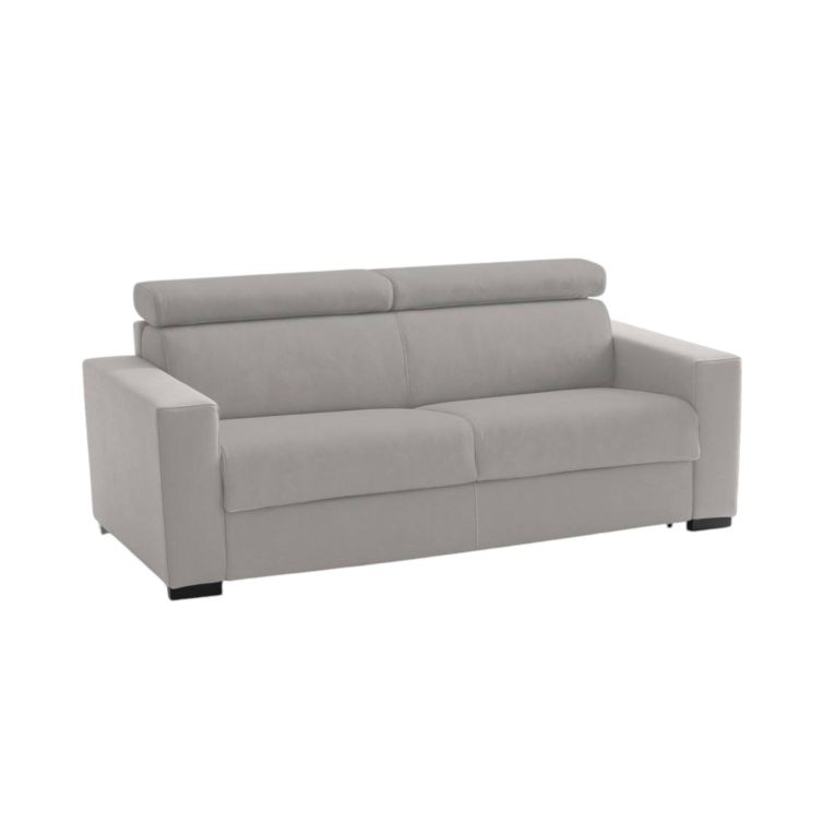 Divano fisso Alexandra, Divano a 2 posti, 100% Made in Italy, Sofà Soggiorno, in tessuto imbottito, con poggiatesta regolabili e Braccioli slim, Cm 180x95h85, Grigio