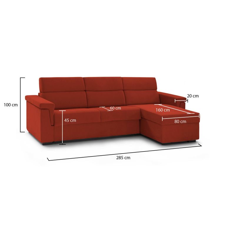 Divano Fisso con Penisola Arancione Sfoderabile Reversibile 285x160 cm, Idrorepellente Multiposizione Made in Italy - Cintano
