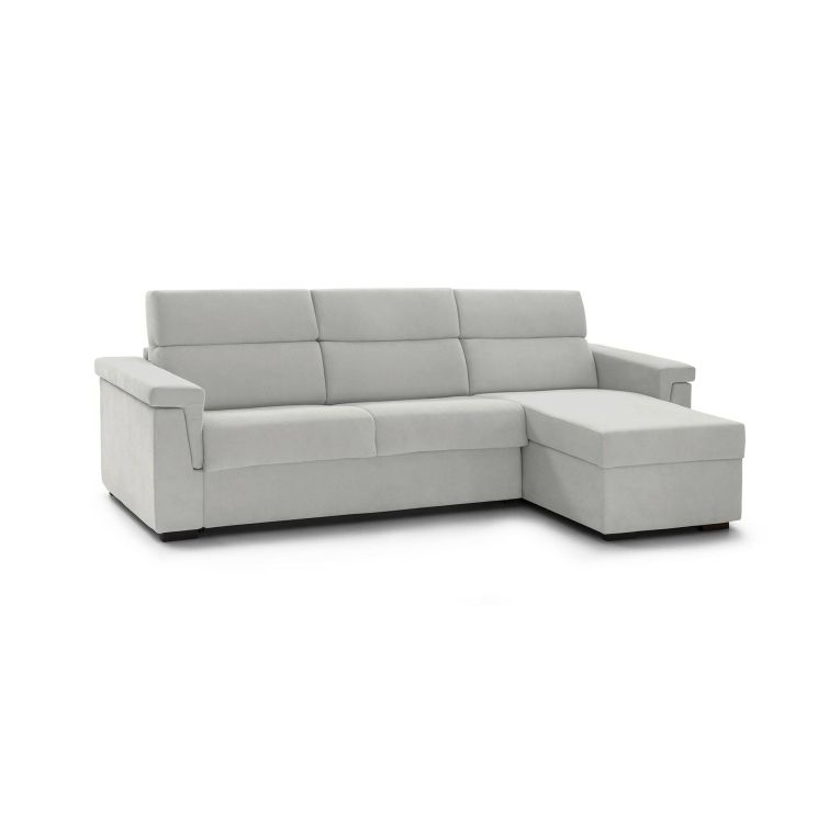 Divano fisso con penisola Cintano, 285x160 h100 cm, Grigio chiaro