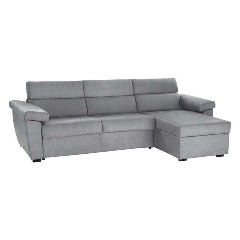 Divano Fisso con Penisola Grigio Sfoderabile Reversibile 285x160 cm, Idrorepellente Multiposizione Made in Italy - Ceto