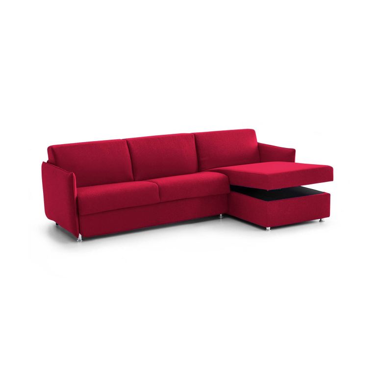 Divano fisso con penisola Posina, 260x160 h90 cm, Rosso