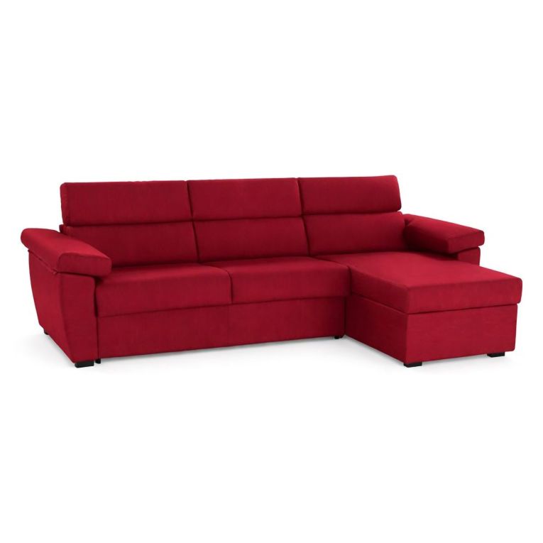 Divano Fisso con Penisola Rosso Sfoderabile Reversibile 285x160 cm, Idrorepellente Multiposizione Made in Italy - Ceto