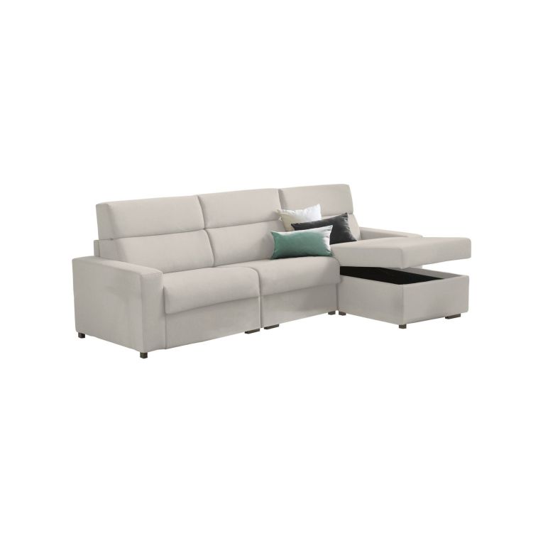 Divano fisso con penisola Vigonovo, 280x160 h100 cm, Beige