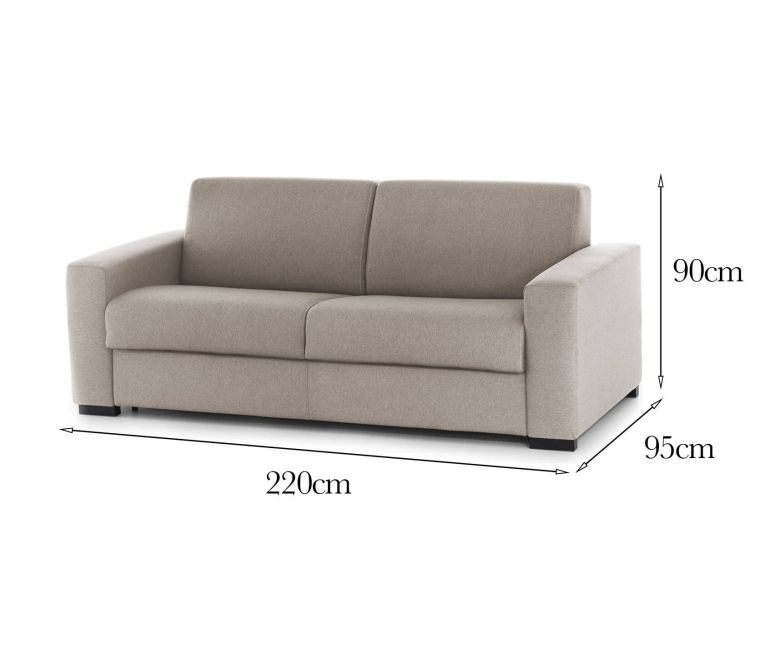 Divano fisso Elizabeth, Divano a 3 posti, 100% Made in Italy, Sofà Soggiorno in tessuto imbottito, con Braccioli standard, Cm 220x95h90, Tortora