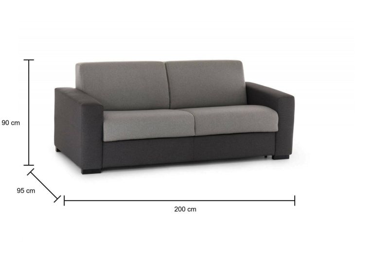 Divano fisso Mara, Divano a 3 posti, 100% Made in Italy, Sofà Soggiorno, in tessuto imbottito, con Braccioli slim, Cm 200x95h90, Grigio e Antracite