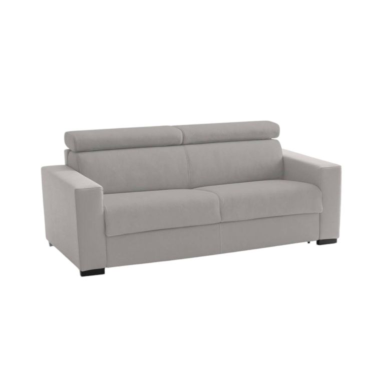 Divano fisso Micaela, Divano a 2 posti Large, 100% Made in Italy, Sofà Soggiorno, in tessuto imbottito, con poggiatesta regolabili e Braccioli slim, Cm 180x95h85, Grigio
