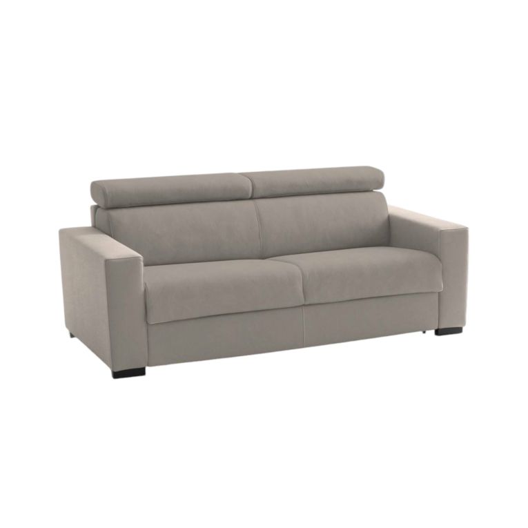 Divano fisso Monica, Divano a 2 posti Large, 100% Made in Italy, Sofà Soggiorno, in tessuto imbottito, con poggiatesta regolabili e Braccioli standard, Cm 200x95h85, Tortora