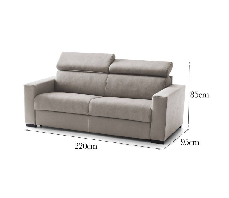 Divano fisso Susanna, Divano a 3 posti, 100% Made in Italy, Sofà Soggiorno, in tessuto imbottito, con poggiatesta regolabili e Braccioli slim, Cm 200x95h85, Tortora