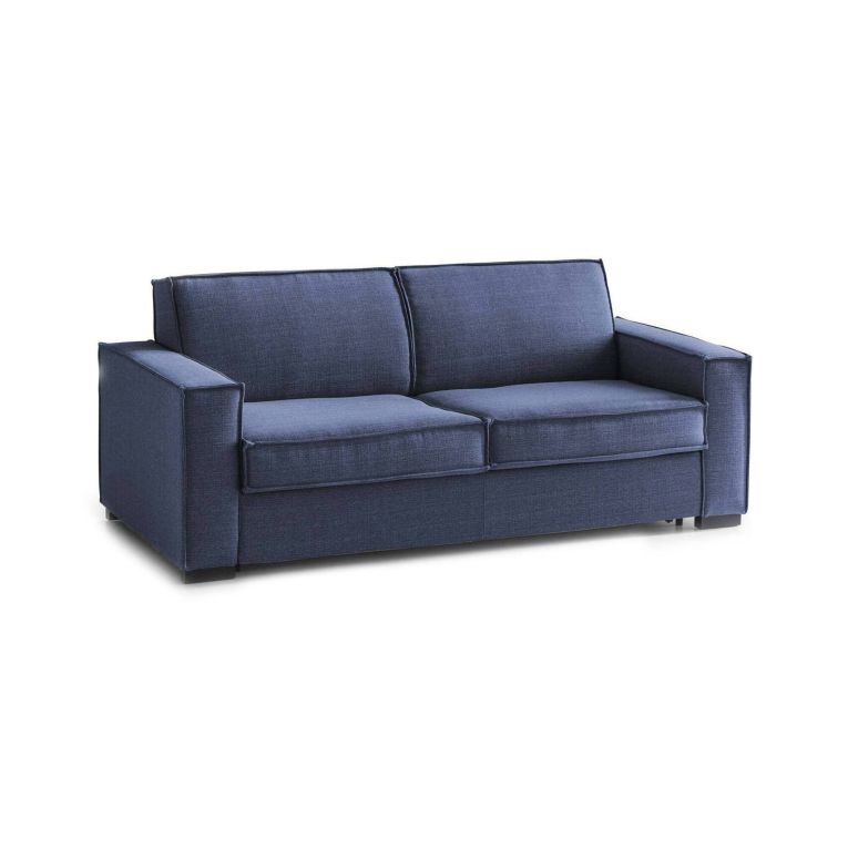 Divano fisso Ylenia, Divano a 3 posti, 100% Made in Italy, Sofà Soggiorno in tessuto, con Braccioli standard, Cm 220x95h90, Blu