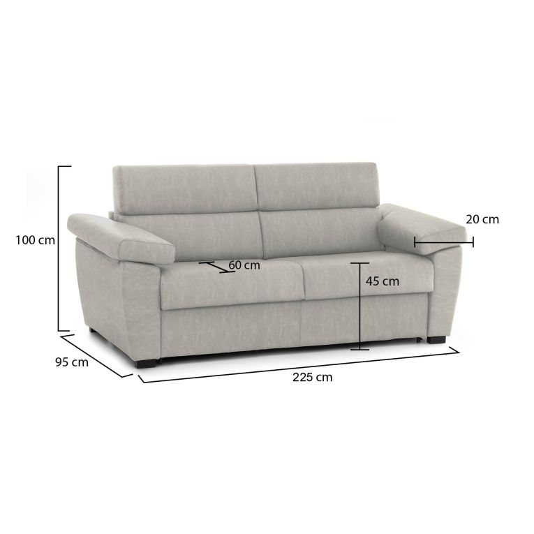 Divano idrorepellente beige 225x95x100h cm - Giffone