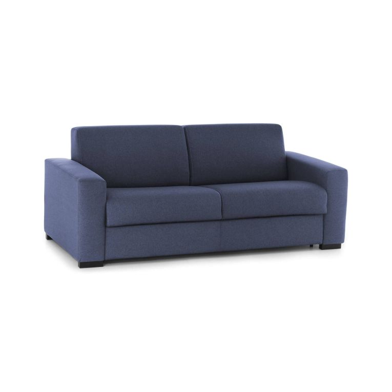 Divano in legno e ferro rivestito in tessuto blu 180x95x90h cm - Cianite