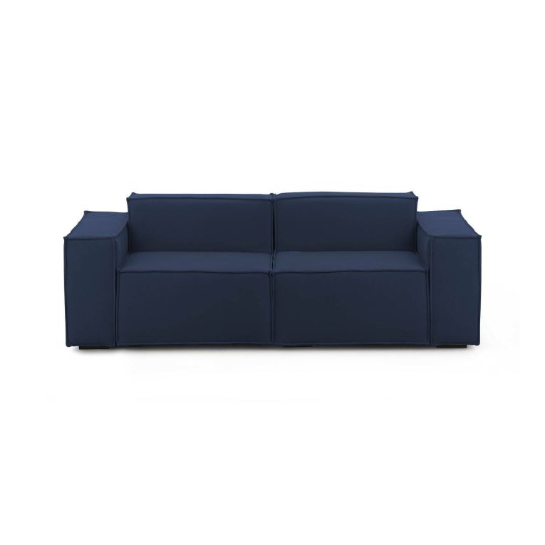 Divano in legno e ferro rivestito in tessuto blu 220x95x70h cm - Lepidolite