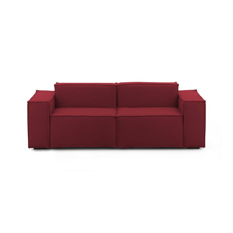 Divano in legno e ferro rivestito in tessuto rosso 220x95x70h cm - Lepidolite