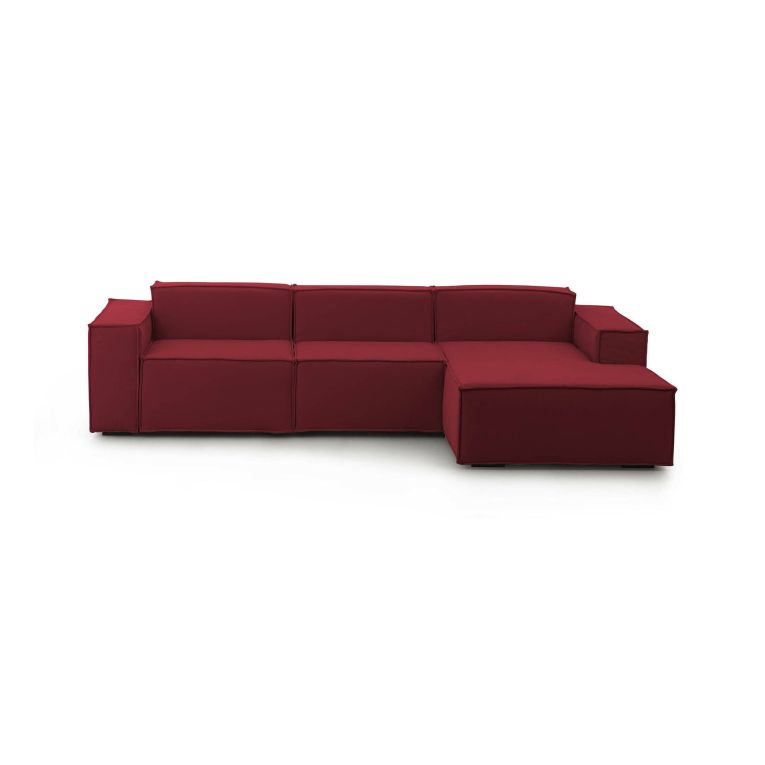 Divano in legno e ferro rivestito in tessuto rosso 300x170x70h cm - Ananas