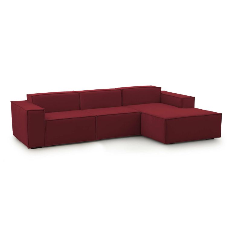 Divano in legno e ferro rivestito in tessuto rosso 300x170x70h cm - Ananas