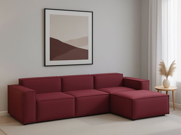 Divano in legno e ferro rivestito in tessuto rosso 300x170x70h cm - Ananas