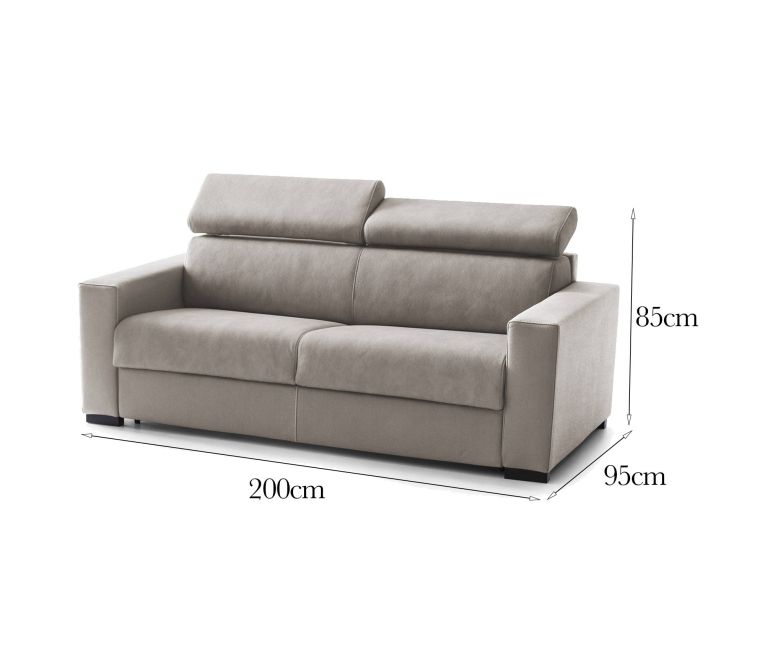 Divano in legno e ferro rivestito in tessuto tortora 160x95x85h cm - Aggius