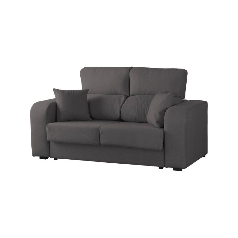 Divano in legno e metallo rivestito in tessuto antracite 160x80x95h cm - Asazi