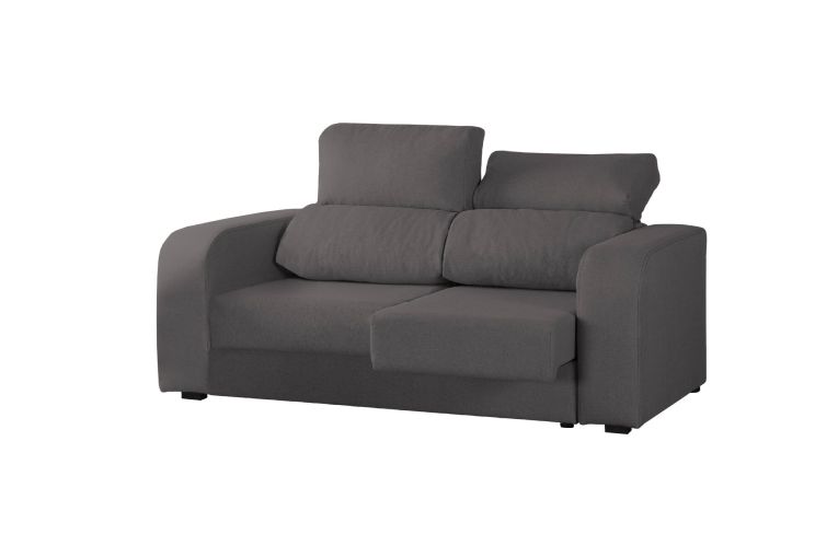 Divano in legno e metallo rivestito in tessuto antracite 160x80x95h cm - Asazi