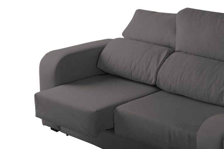 Divano in legno e metallo rivestito in tessuto antracite 160x80x95h cm - Asazi