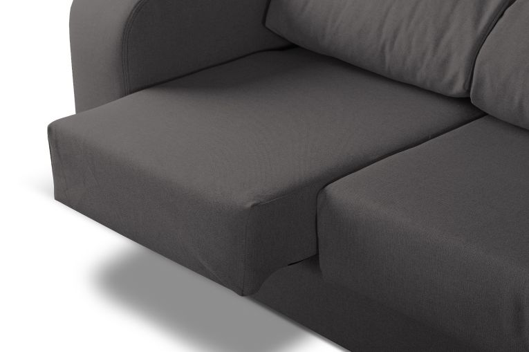 Divano in legno e metallo rivestito in tessuto antracite 160x80x95h cm - Asazi
