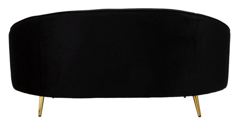 Divano in legno e metallo rivestito in tessuto nero e oro 148x84x68h cm - Gupta