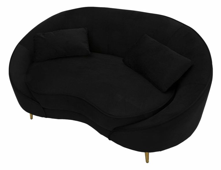 Divano in legno e metallo rivestito in tessuto nero e oro 148x84x68h cm - Gupta