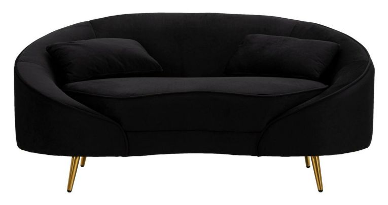 Divano in legno e metallo rivestito in tessuto nero e oro 148x84x68h cm - Gupta