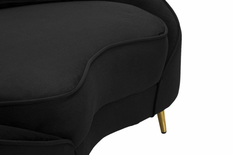 Divano in legno e metallo rivestito in tessuto nero e oro 148x84x68h cm - Gupta