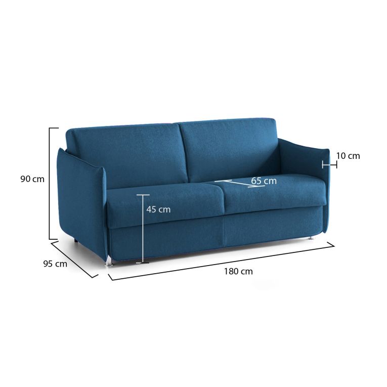 Divano in legno massello rivestito in tessuto blu 180x95x90h cm - Varedo