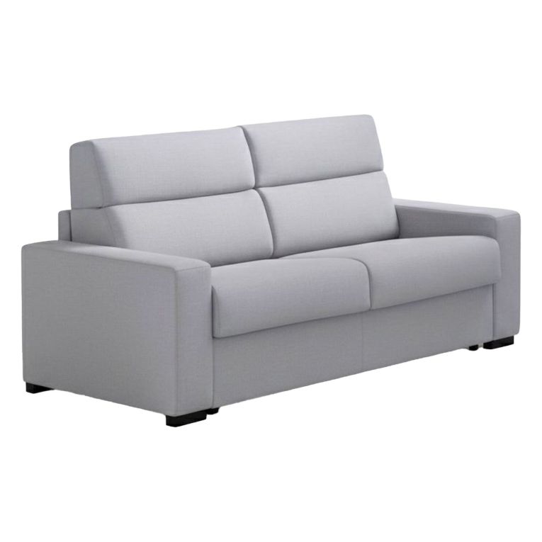 Divano in legno massello rivestito in tessuto grigio 180x95x100h cm - Vialfre