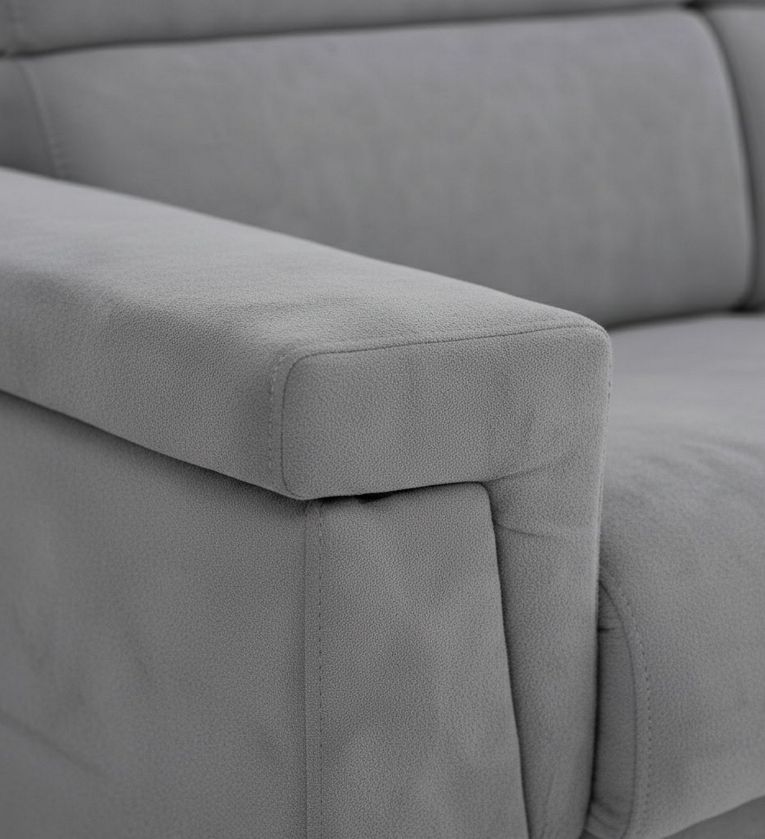 Divano in legno massello rivestito in tessuto grigio 205x95x100h cm - Flaibano